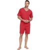 image:imagePrinStory Mens Pajama Set Sleepwear Pjs Lightweight Quick Dry Short Sleeve VNeck Shirts and Shorts Soft Comfy Sleep Sets01 Red