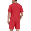 image:imagePrinStory Mens Pajama Set Sleepwear Pjs Lightweight Quick Dry Short Sleeve VNeck Shirts and Shorts Soft Comfy Sleep Sets01 Red