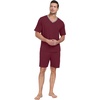 image:imagePrinStory Mens Pajama Set Sleepwear Pjs Lightweight Quick Dry Short Sleeve VNeck Shirts and Shorts Soft Comfy Sleep Sets01 Wine Red