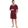 image:imagePrinStory Mens Pajama Set Sleepwear Pjs Lightweight Quick Dry Short Sleeve VNeck Shirts and Shorts Soft Comfy Sleep Sets01 Wine Red