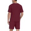 image:imagePrinStory Mens Pajama Set Sleepwear Pjs Lightweight Quick Dry Short Sleeve VNeck Shirts and Shorts Soft Comfy Sleep Sets01 Wine Red