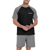 image:imagePrinStory Mens Pajama Set Summer Pjs Sleepwear Nightwear Lightweight Quick Dry Soft Stripe Sleep Set With Pocket S2XL00 Dark Gray