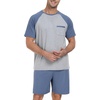 image:imagePrinStory Mens Pajama Set Summer Pjs Sleepwear Nightwear Lightweight Quick Dry Soft Stripe Sleep Set With Pocket S2XL00 Gray Blue