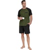 image:imagePrinStory Mens Pajama Set Summer Pjs Sleepwear Nightwear Lightweight Quick Dry Soft Stripe Sleep Set With Pocket S2XL01black Green Stripe