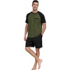 image:imagePrinStory Mens Pajama Set Summer Pjs Sleepwear Nightwear Lightweight Quick Dry Soft Stripe Sleep Set With Pocket S2XL01black Green Stripe