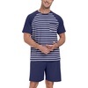 image:imagePrinStory Mens Pajama Set Summer Pjs Sleepwear Nightwear Lightweight Quick Dry Soft Stripe Sleep Set With Pocket S2XL02dark Blue Stripe