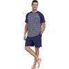 image:imagePrinStory Mens Pajama Set Summer Pjs Sleepwear Nightwear Lightweight Quick Dry Soft Stripe Sleep Set With Pocket S2XL02dark Blue Stripe