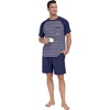 image:imagePrinStory Mens Pajama Set Summer Pjs Sleepwear Nightwear Lightweight Quick Dry Soft Stripe Sleep Set With Pocket S2XL02dark Blue Stripe