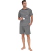 image:imagePrinStory Mens Pajama Set Summer Pjs Sleepwear Nightwear Lightweight Quick Dry Soft Stripe Sleep Set With Pocket S2XL03dark Gray Stripe