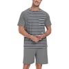 image:imagePrinStory Mens Pajama Set Summer Pjs Sleepwear Nightwear Lightweight Quick Dry Soft Stripe Sleep Set With Pocket S2XL03dark Gray Stripe