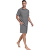 image:imagePrinStory Mens Pajama Set Summer Pjs Sleepwear Nightwear Lightweight Quick Dry Soft Stripe Sleep Set With Pocket S2XL03dark Gray Stripe