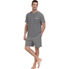 image:imagePrinStory Mens Pajama Set Summer Pjs Sleepwear Nightwear Lightweight Quick Dry Soft Stripe Sleep Set With Pocket S2XL03dark Gray Stripe
