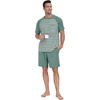 image:imagePrinStory Mens Pajama Set Summer Pjs Sleepwear Nightwear Lightweight Quick Dry Soft Stripe Sleep Set With Pocket S2XL04green Green Stripe