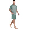 image:imagePrinStory Mens Pajama Set Summer Pjs Sleepwear Nightwear Lightweight Quick Dry Soft Stripe Sleep Set With Pocket S2XL04green Green Stripe