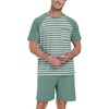 image:imagePrinStory Mens Pajama Set Summer Pjs Sleepwear Nightwear Lightweight Quick Dry Soft Stripe Sleep Set With Pocket S2XL04green Green Stripe