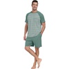 image:imagePrinStory Mens Pajama Set Summer Pjs Sleepwear Nightwear Lightweight Quick Dry Soft Stripe Sleep Set With Pocket S2XL04green Green Stripe