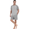 image:imagePrinStory Mens Pajama Set Summer Pjs Sleepwear Nightwear Lightweight Quick Dry Soft Stripe Sleep Set With Pocket S2XL05light Gray Stripe