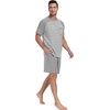 image:imagePrinStory Mens Pajama Set Summer Pjs Sleepwear Nightwear Lightweight Quick Dry Soft Stripe Sleep Set With Pocket S2XL05light Gray Stripe