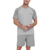 image:imagePrinStory Mens Pajama Set Summer Pjs Sleepwear Nightwear Lightweight Quick Dry Soft Stripe Sleep Set With Pocket S2XL05light Gray Stripe