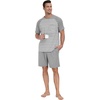 image:imagePrinStory Mens Pajama Set Summer Pjs Sleepwear Nightwear Lightweight Quick Dry Soft Stripe Sleep Set With Pocket S2XL05light Gray Stripe