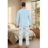image:imagePrinStory Mens Pajama Sets Loungewear Sleepwear Pjs Lightweight Long Sleeve Shirts amp Bottoms Soft Comfy Sleep Sets S2XLFp Light Blue Cat