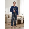 image:imagePrinStory Mens Pajama Sets Loungewear Sleepwear Pjs Lightweight Long Sleeve Shirts amp Bottoms Soft Comfy Sleep Sets S2XLFp Navy Blue Bear