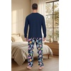 image:imagePrinStory Mens Pajama Sets Loungewear Sleepwear Pjs Lightweight Long Sleeve Shirts amp Bottoms Soft Comfy Sleep Sets S2XLFp Navy Blue Dinosaur