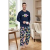 image:imagePrinStory Mens Pajama Sets Loungewear Sleepwear Pjs Lightweight Long Sleeve Shirts amp Bottoms Soft Comfy Sleep Sets S2XLFp Navy Blue Dinosaur