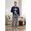 image:imagePrinStory Mens Pajama Sets Loungewear Sleepwear Pjs Lightweight Long Sleeve Shirts amp Bottoms Soft Comfy Sleep Sets S2XLFp Navy Blue Dinosaur