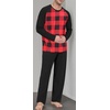 image:imagePrinStory Mens Pajama Sets Loungewear Sleepwear Pjs Lightweight Long Sleeve Shirts and Bottoms Soft Comfy Sleep Sets S4XL0black Red Plaid