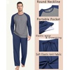 image:imagePrinStory Mens Pajama Sets Loungewear Sleepwear Pjs Lightweight Long Sleeve Shirts and Bottoms Soft Comfy Sleep Sets S4XL0navy Blue