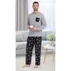 image:imagePrinStory Mens Pajama Sets Loungewear Sleepwear Pjs Lightweight Long Sleeve Shirts and Bottoms Soft Comfy Sleep Sets S4XLBlack Star Moon