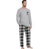 image:imagePrinStory Mens Pajama Sets Loungewear Sleepwear Pjs Lightweight Long Sleeve Shirts and Bottoms Soft Comfy Sleep Sets S4XLBlack White Plaid