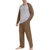 image:imagePrinStory Mens Pajama Sets Loungewear Sleepwear Pjs Lightweight Long Sleeve Shirts and Bottoms Soft Comfy Sleep Sets S4XLC Brown
