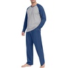 image:imagePrinStory Mens Pajama Sets Loungewear Sleepwear Pjs Lightweight Long Sleeve Shirts and Bottoms Soft Comfy Sleep Sets S4XLC Dark Blue