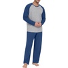 image:imagePrinStory Mens Pajama Sets Loungewear Sleepwear Pjs Lightweight Long Sleeve Shirts and Bottoms Soft Comfy Sleep Sets S4XLC Dark Blue