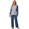 image:imagePrinStory Mens Pajama Sets Loungewear Sleepwear Pjs Lightweight Long Sleeve Shirts and Bottoms Soft Comfy Sleep Sets S4XLC Dark Blue