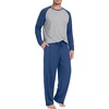 image:imagePrinStory Mens Pajama Sets Loungewear Sleepwear Pjs Lightweight Long Sleeve Shirts and Bottoms Soft Comfy Sleep Sets S4XLC Dark Blue