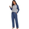 image:imagePrinStory Mens Pajama Sets Loungewear Sleepwear Pjs Lightweight Long Sleeve Shirts and Bottoms Soft Comfy Sleep Sets S4XLC Dark Blue