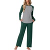 image:imagePrinStory Mens Pajama Sets Loungewear Sleepwear Pjs Lightweight Long Sleeve Shirts and Bottoms Soft Comfy Sleep Sets S4XLC Dark Green