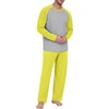 image:imagePrinStory Mens Pajama Sets Loungewear Sleepwear Pjs Lightweight Long Sleeve Shirts and Bottoms Soft Comfy Sleep Sets S4XLC Fluorescent Yellow