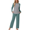 image:imagePrinStory Mens Pajama Sets Loungewear Sleepwear Pjs Lightweight Long Sleeve Shirts and Bottoms Soft Comfy Sleep Sets S4XLC Haze Blue