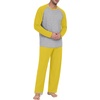 image:imagePrinStory Mens Pajama Sets Loungewear Sleepwear Pjs Lightweight Long Sleeve Shirts and Bottoms Soft Comfy Sleep Sets S4XLC Mustard