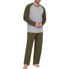 image:imagePrinStory Mens Pajama Sets Loungewear Sleepwear Pjs Lightweight Long Sleeve Shirts and Bottoms Soft Comfy Sleep Sets S4XLC Olive Green