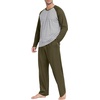 image:imagePrinStory Mens Pajama Sets Loungewear Sleepwear Pjs Lightweight Long Sleeve Shirts and Bottoms Soft Comfy Sleep Sets S4XLC Olive Green