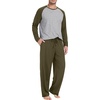 image:imagePrinStory Mens Pajama Sets Loungewear Sleepwear Pjs Lightweight Long Sleeve Shirts and Bottoms Soft Comfy Sleep Sets S4XLC Olive Green