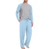 image:imagePrinStory Mens Pajama Sets Loungewear Sleepwear Pjs Lightweight Long Sleeve Shirts and Bottoms Soft Comfy Sleep Sets S4XLC Sky Blue