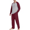 image:imagePrinStory Mens Pajama Sets Loungewear Sleepwear Pjs Lightweight Long Sleeve Shirts and Bottoms Soft Comfy Sleep Sets S4XLC Wine Red