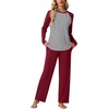 image:imagePrinStory Mens Pajama Sets Loungewear Sleepwear Pjs Lightweight Long Sleeve Shirts and Bottoms Soft Comfy Sleep Sets S4XLC Wine Red