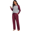 image:imagePrinStory Mens Pajama Sets Loungewear Sleepwear Pjs Lightweight Long Sleeve Shirts and Bottoms Soft Comfy Sleep Sets S4XLC Wine Red